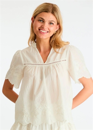 Micheline Emb bluse Offwhite Neo Noir
